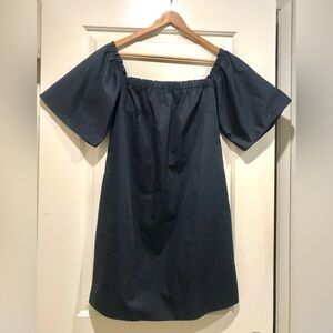 Zara Off-Shoulder Dark Navy Dress with Pockets